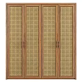 Wooden Four Door Wardrobe With Lattice Design Doors And Natural Tone Finish