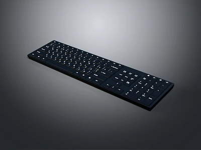 Full Size Standard Computer Keyboard With White Letters For Office Use 3d model