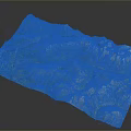 3D Topographic Terrain Model With Green Yellow Landforms And Ridges