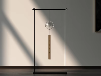 Modern Minimalist Wardrobe Design With Wooden Elements And Light Shadow Effect In Interior Space 3d model