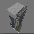 Tall Modern Commercial Complex Building With Glass Curtain Walls And Large Billboards