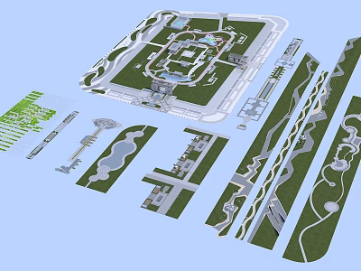 Architectural Planning And Landscape Design Layouts With Multiple Sections And Green Spaces 3d model