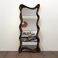Unique Modern Decorative Mirror With Wavy Frame Reflecting Living Room Interior
