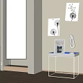 Modern Side Table With Metal Legs Photo Frame White Decor And Mirror With Dandelion Paintings