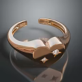 Elegant 999 Gold Heart Shaped Ring Adorned With Sparkling Small Diamonds