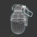 Green Fragmentation Grenade With Warning Label And Orange Pull Ring Design