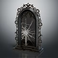 Vintage Decorative Mirror With Black Ornate Frame And Broken Glass Intricate Carvings