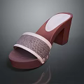 Women's High Heel Slippers with Woven Pattern Upper Wooden Heel and White Sole Brown
