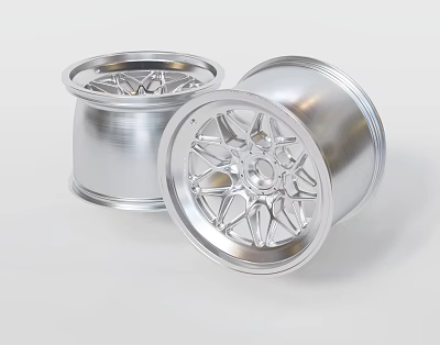 Pair of Shiny Silver Alloy Wheel Rims Featuring Stylish Spoke Design And Smooth Surface 3d model