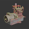 Industrial Engine Generator Equipment With Multiple Cylinders And Cooling Pipes 3d model