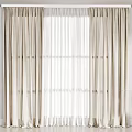 Beige Layered Curtains with Sheer Panels for Modern Living Room