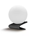 Modern Table Lamp With White Spherical Shade And Black Curved Base