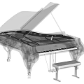 Transparent Grand Piano Musical Instrument With Open Lid Stool And Internal Structure