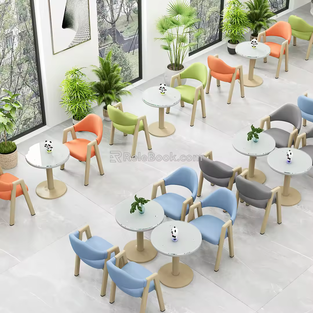 Nordic Leisure Table and Chair Combination Leisure Bar 3d model