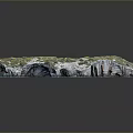 Scenic Rocky Landscape with Lush Vegetation and Natural Arch Formation Reflected on Smooth Surface
