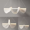 Modern White Curved Panel Chandelier With Sleek Metal Frame And Hanging Design