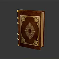Elegant Red Hardcover Book With Intricate Golden Decorative Patterns 3d model