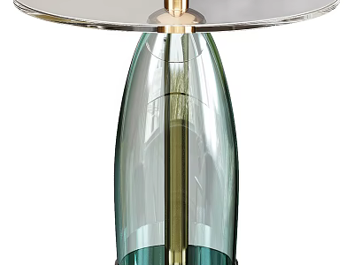 Modern Transparent Glass Side Table With Gold Metal Accents And Round Top Design 3d model