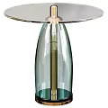 Modern Transparent Glass Side Table With Gold Metal Accents And Round Top Design