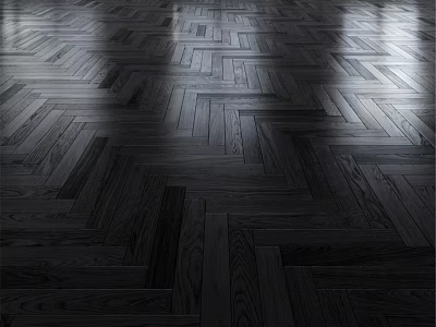 Classic Dark Herringbone Wooden Floor With Natural Texture And Light Reflection 3d model