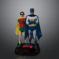 Batman and Robin Standing Statues with Blue Gray Green Red Costumes and Black Base