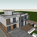 Modern Detached Villa Exterior Design With Large Windows Balcony And Wooden Accents