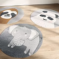 Round Rugs With Cute Sloth Panda Elephant Patterns For Kids Room Decor