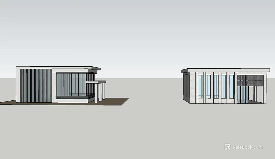 Modern Architectural Exterior Design Featuring Glass Windows And Sleek Flat Roofs 3d model 