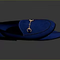 Blue Suede Loafers With Metal Buckle Slip On Design For Daily Casual Wear