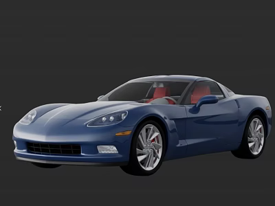 Blue Sports Car With Two Door Design Red Interior And Silver Alloy Wheels 3d model