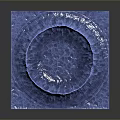 Blue Circular Landscape With Textured Icy Surface On Square Base And Dark Background
