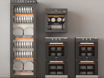 Modern Kitchen Appliances Featuring Sterilizing Cabinet And Built In Ovens For Home Use 3d model