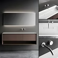Modern Bathroom Vanity With Backlit Mirror Wooden Cabinet And White Countertop