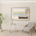 Creative Wall Decor With Painting Lettering Rainbow Color Strips and Decorative Elements In Living Room