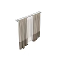Striped Beige And Brown Curtains With White Sheer For Grid Window Interior