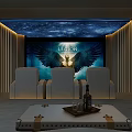 Modern video room dynamic lights with family shadow 3d model