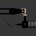 Black Mechanical Clamp Device With Cylindrical Base And Cable On Smooth Surface