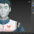 Game Movie Character White Blue Costume With Red Lines Three Angle Views Design