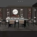 Elegant Modern Chinese Restaurant Interior With Dining Table Chairs Bookshelves And Decorative Art