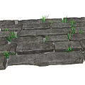 Natural Road Infrastructure With Stone Slabs And Grass Growing In Gaps