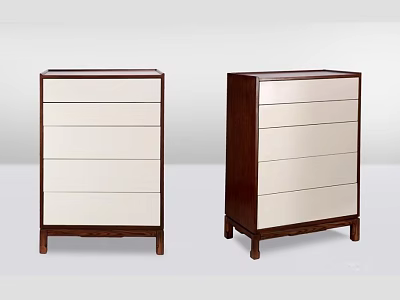 Sleek Modern Dressers With Five Drawers In Two Tone Wooden Design 3d model