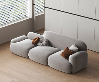 Modern three-seat sofa multiplayer sofa 3d model