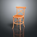 Light Wooden Single Chair With Cross Back And Rattan Seat Design