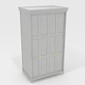 Modern Light Gray Wardrobe With Six Panel Doors And Golden Handles
