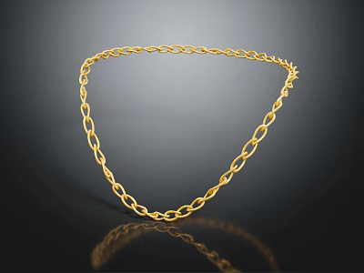 Gold Chain Link Jewelry Necklace Featuring Shiny Reflective Surface And Elegant Design 3d model