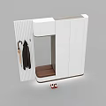 White Shoe Cabinet with Clothing Rack Area Coat Umbrella Brown Shoe Bench and Red Shoes
