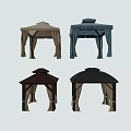 Outdoor Canopy Tents With Various Colors And Draperies For Garden Use