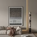 Modern Living Room Interior With Abstract Painting Floor Lamp And Beige Sofa