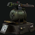 Military Green Weapon System With Rotating Barrel And Heavy Duty Mechanical Base