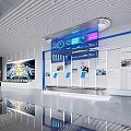Hi Tech Exhibition Hall Interior With Digital Displays Data Charts And Modern Design